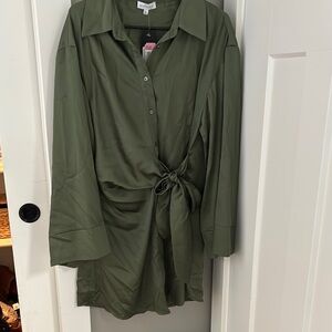 Gianni Bini Olive Button-Up Blouse